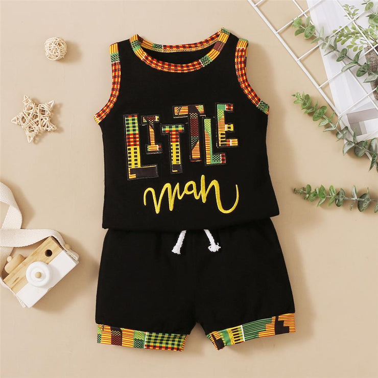 Baby Boys Sleeveless Letter Printed Top & Shorts