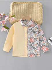 Toddler boys Floral Print Color Color Block Shirt